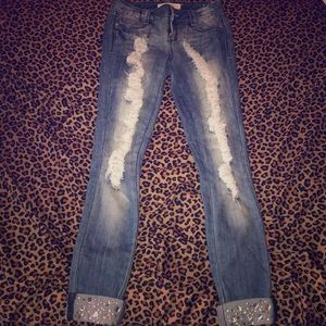 New women’s ripped denim jeans